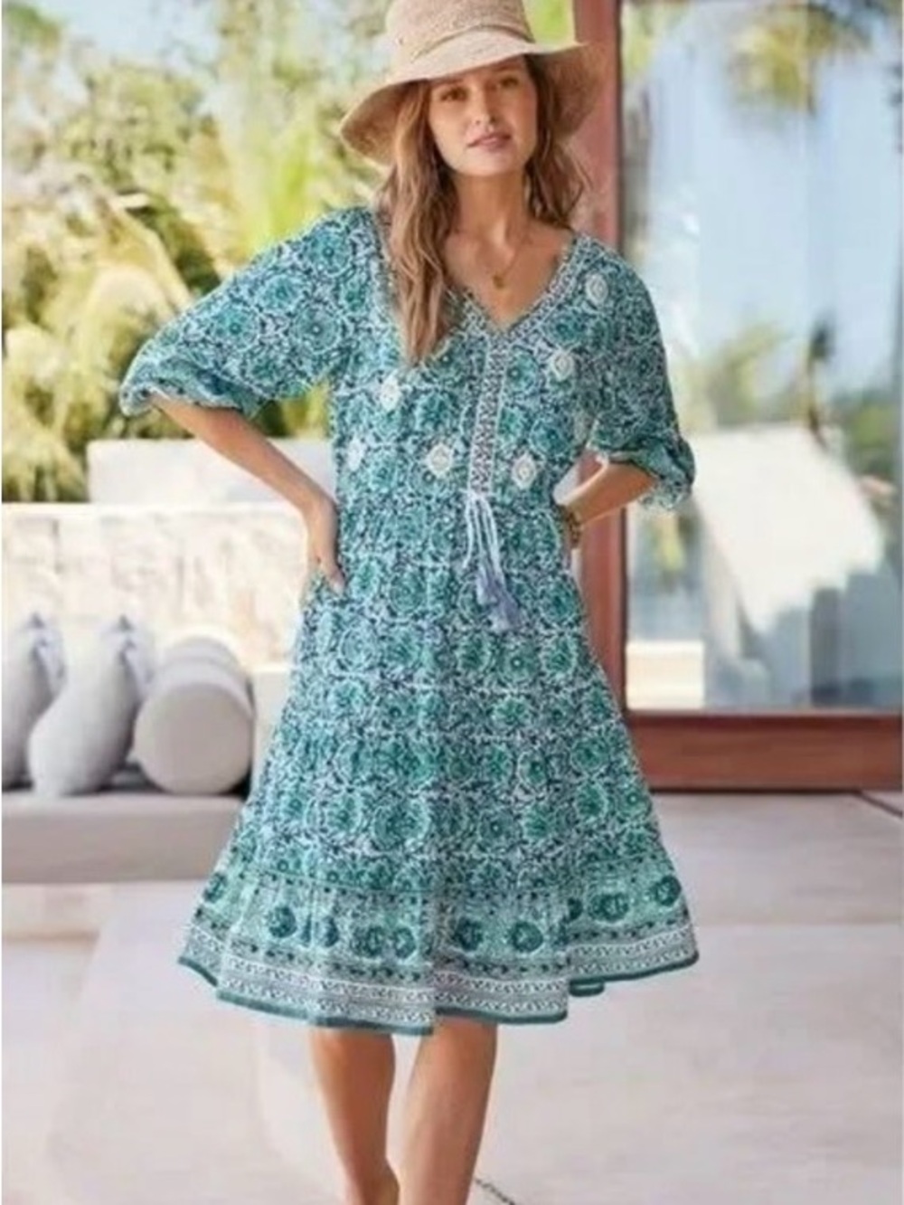 Soft Surroundings Nerissa Embroidered Midi Dress